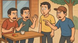 ilustrasi anak muda nongkrong di warung (AI Generated)