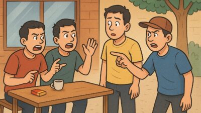 ilustrasi anak muda nongkrong di warung (AI Generated)