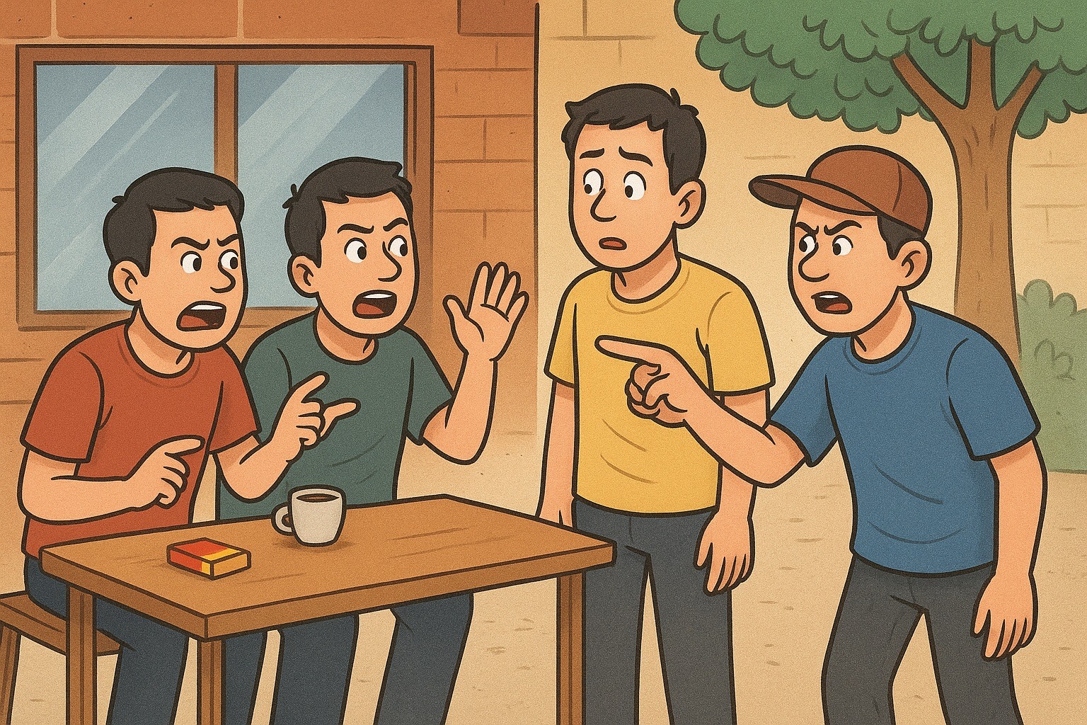 ilustrasi anak muda nongkrong di warung (AI Generated)