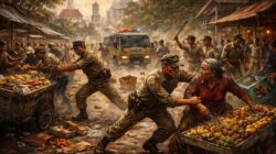 PKL digusur aparat (AI Generated)