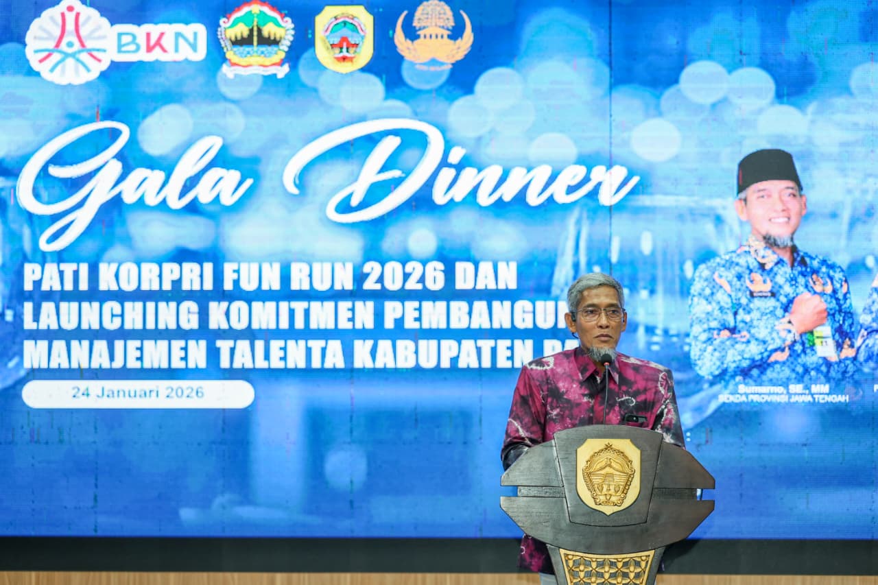 Sekda Jateng Sumarno saat menyampaikan pentingnya manajemen talenta ASN di Pendopo Kabupaten Pati, Sabtu 24 Januari 2026 (foto: Pemprov Jateng)