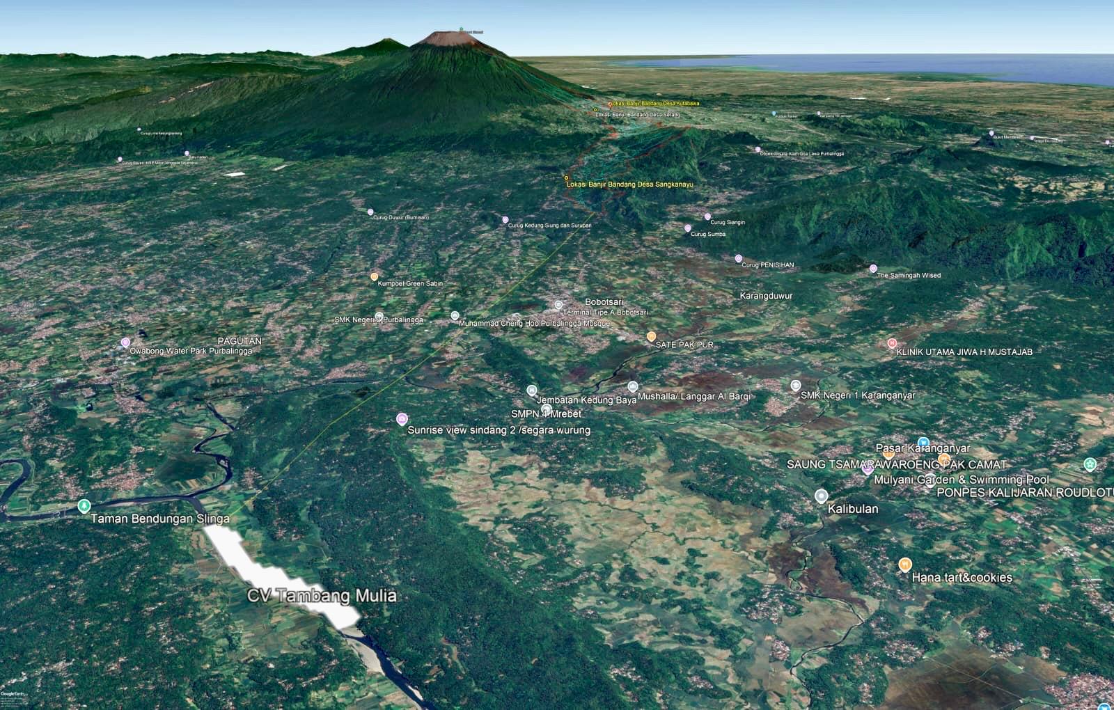 Curah hujan ekstrem di kawasan hulu Gunung Slamet memicu banjir bandang dan tanah longsor. (foto: Pemprov Jateng)