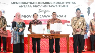 Wakil Gubernur Jateng Taj Yasin Maimoen bersama Gubernur Jatim Khofifah Indar Parawansa dalam Misi Dagang Jateng–Jatim di PO Hotel Semarang, Kamis 29 Januari 2026 (foto: Pemprov Jateng)