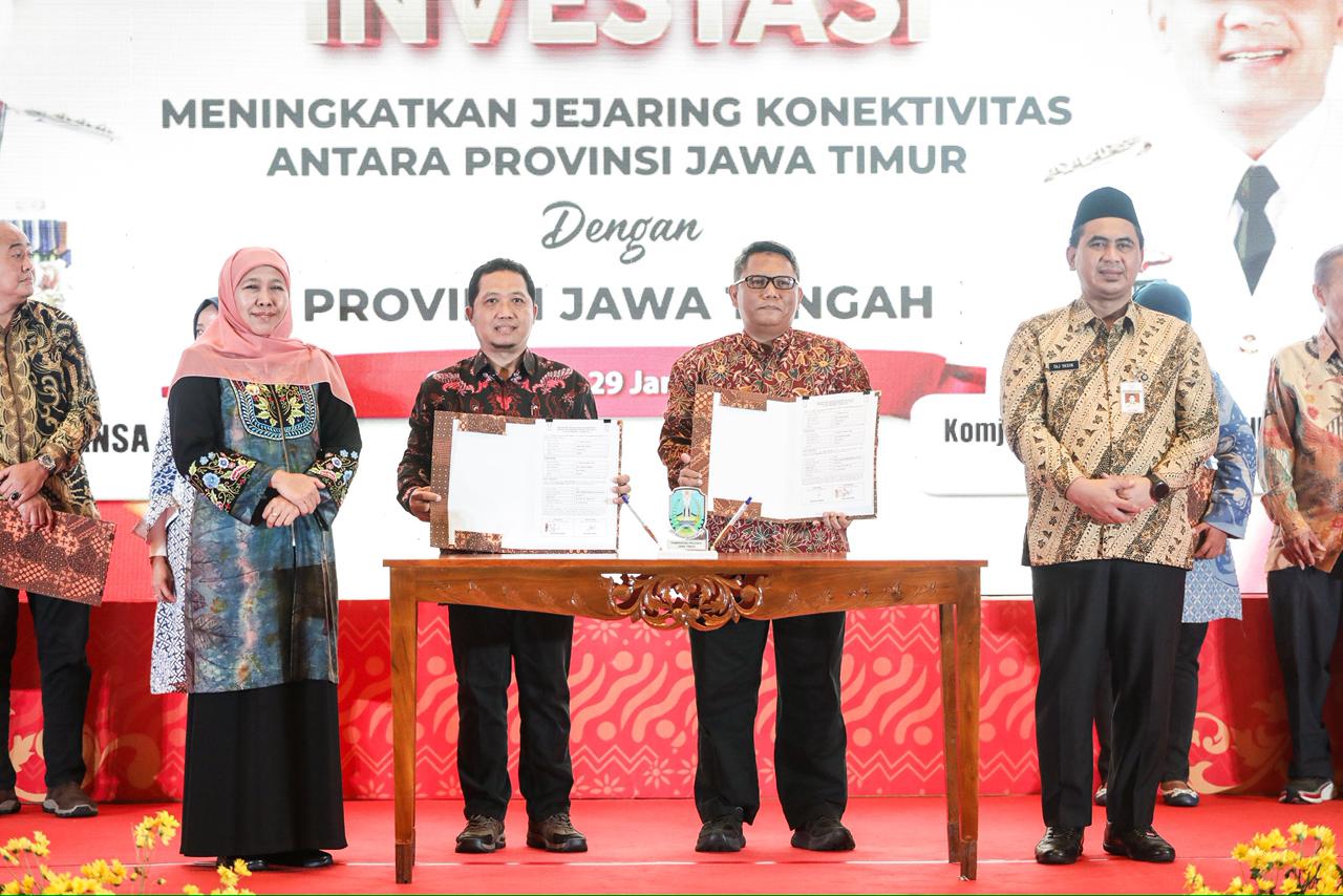 Wakil Gubernur Jateng Taj Yasin Maimoen bersama Gubernur Jatim Khofifah Indar Parawansa dalam Misi Dagang Jateng–Jatim di PO Hotel Semarang, Kamis 29 Januari 2026 (foto: Pemprov Jateng)