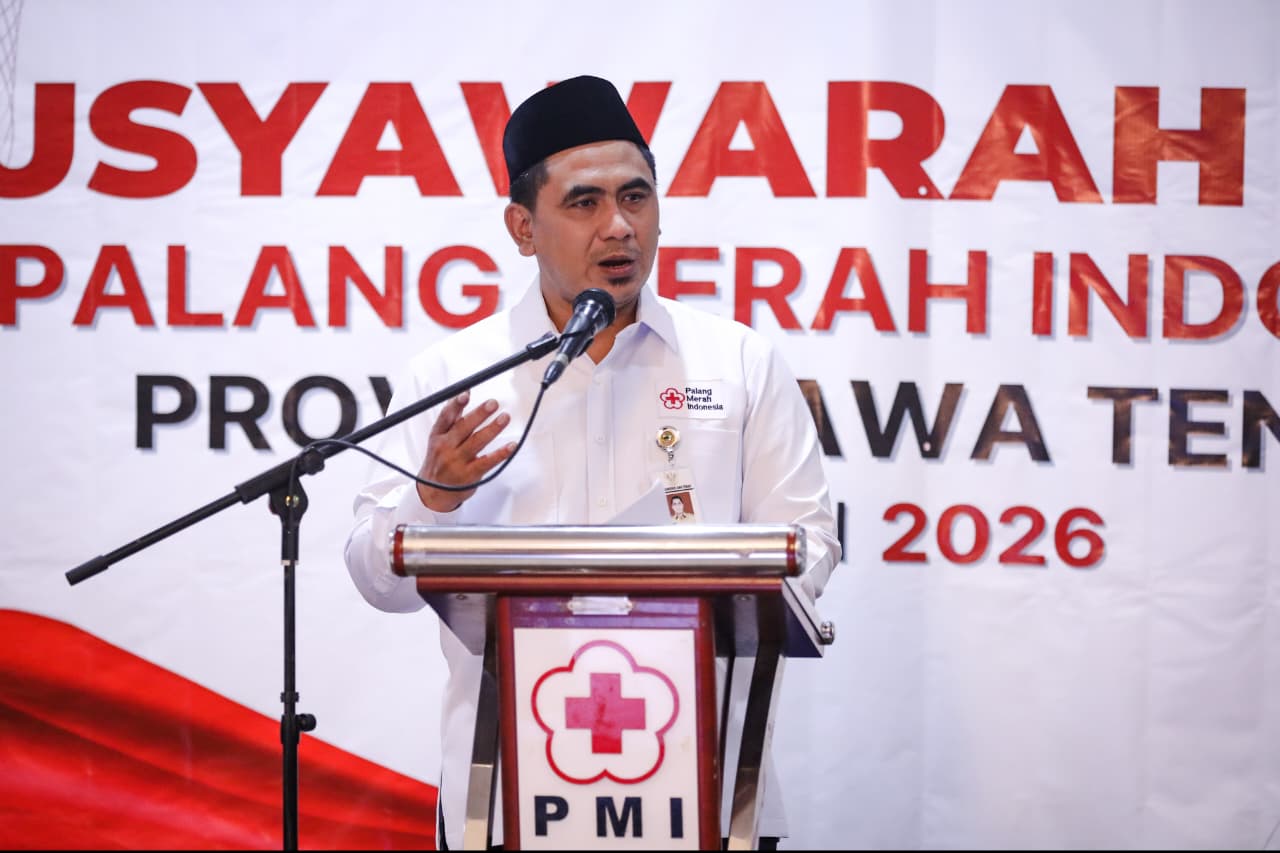 Wakil Gubernur Jateng Gus Yasin membuka Musda PMI Jawa Tengah di Kantor BPBD Semarang, Kamis 12 Februari 2026 (foto: Pemprov Jateng)