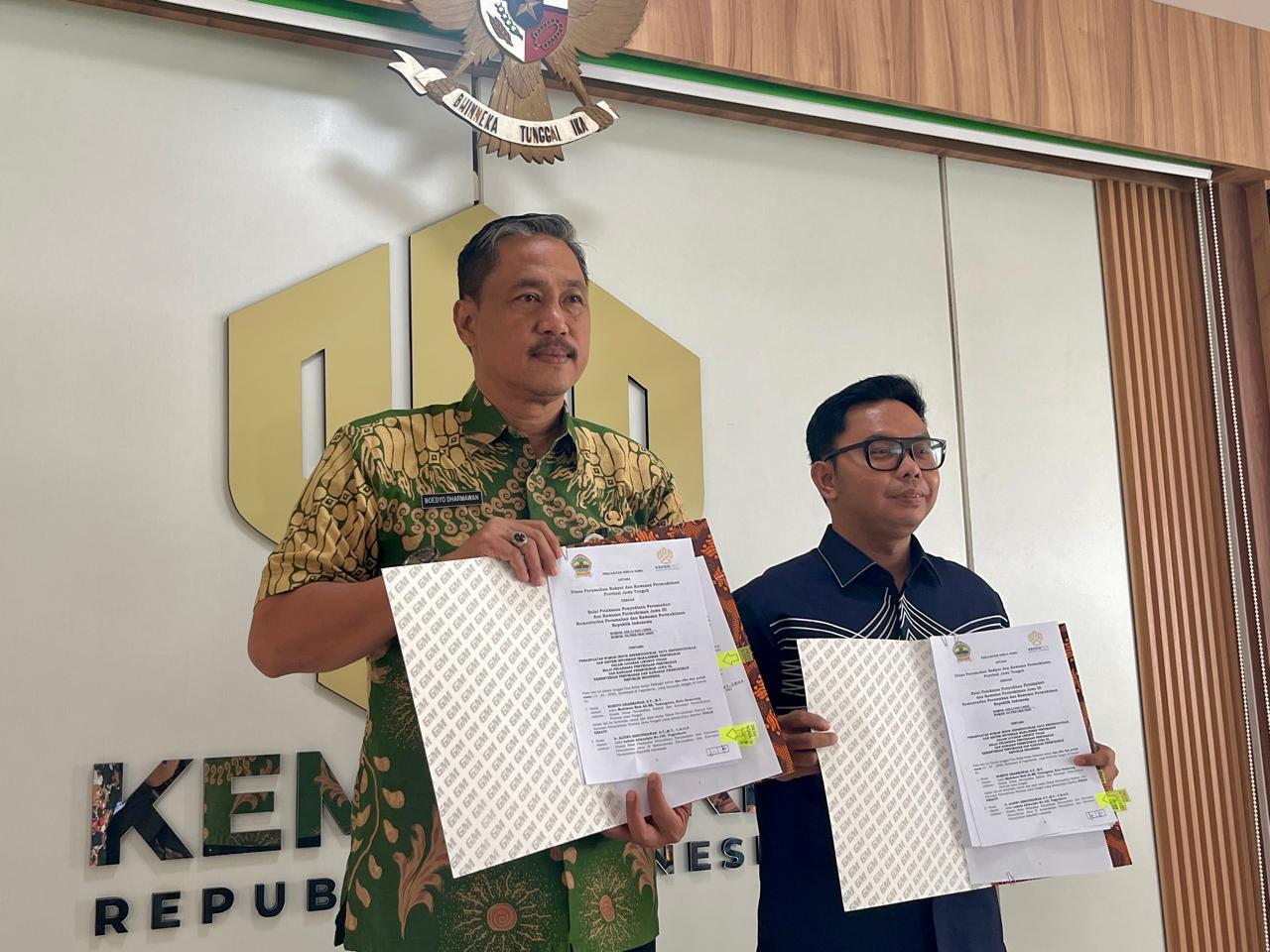 Penandatanganan PKS antara BP3KP Jawa III dan Disperakim Jawa Tengah, Rabu (12/2/2026), menandai integrasi Simperum ke Klinik PKP (foto: Pemprov Jateng)